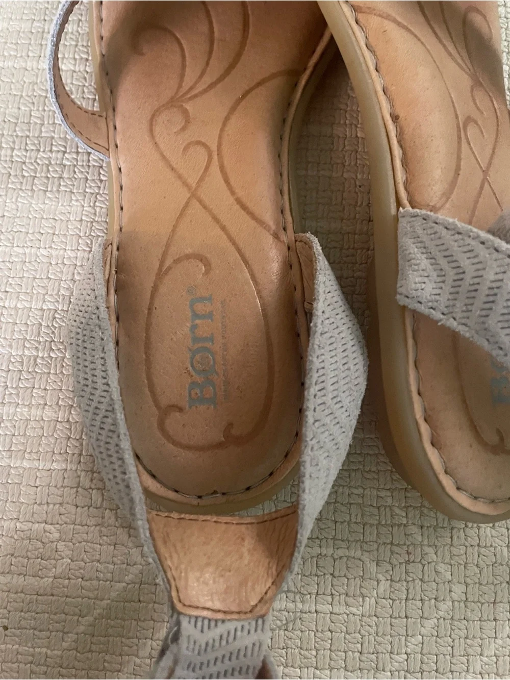 Born Women's Tegal Light Gray Ankle-Strap Leather Sandals NWOT